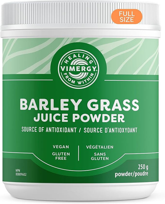 Vimergy Barley Grass Juice Powder, 62 Servings – Source of antioxidant - Contains Iron, Vitamin C, & Vitamin E – Non-GMO, Gluten-Free, Soy-Free, Vegan & Paleo – Daily Greens Booster (250g)